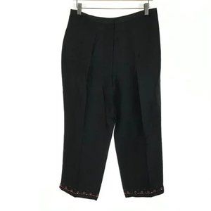 Womens Size 10 Olsen Collection Black Pure Silk High Waist Beaded Accent Pants
